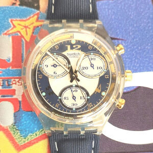 Swatch watch BLUE HORIZON SCK108 1995 Chrono New Old Stock